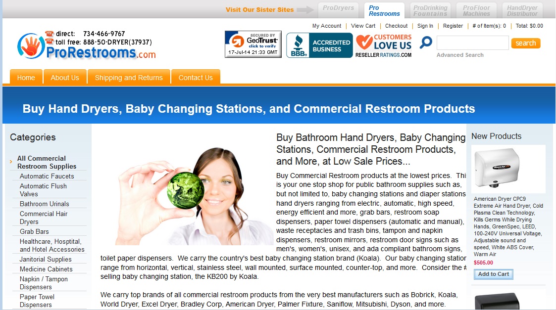 ProRestrooms Sister Sites Tabs